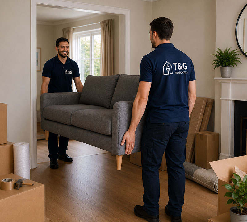two-men-carrying-sofa two men carring a sofa out of the lounge